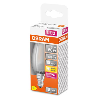 LED žiarovka E14 B35 3,4W  40W 470lm 4000K Neutrálne 300° CRI90 Vlákno OSRAM SUPERSTAR+ Stmievateľné