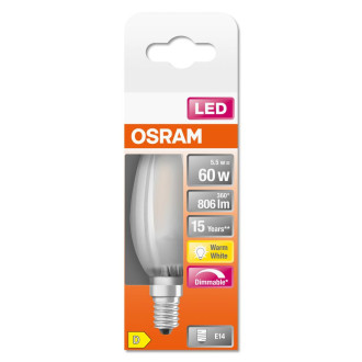 LED žiarovka E14 B35 3,4W  40W 470lm 4000K Neutrálne 300° CRI90 Vlákno OSRAM SUPERSTAR+ Stmievateľné