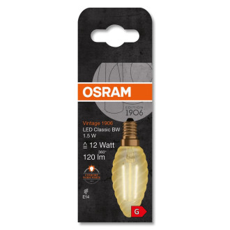 LED žiarovka E14 BW35 1,5W  12W 120lm 2400K Warm 300° Filament OSRAM Vintage 1906