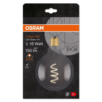 LED žiarovka E27 G125 4W  15W 150lm 1800K Warm 330° Filament OSRAM Vintage 1906