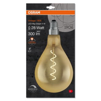 LED žiarovka E27 A60 4W  28W 300lm 2000K Warm 300° Filament OSRAM Vintage 1906 Dimmable