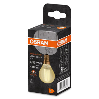 LED žiarovka E14 P40 4W  35W 410lm 2400K Warm 300° Filament OSRAM Vintage 1906