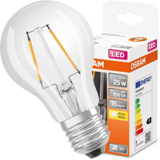 LED žiarovka E27 A60 CL 3W  25W 250lm 2700K Warm 300° Filament OSRAM STAR