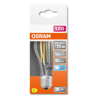 LED žiarovka E27 A60 7,5W  75W 1055lm 4000K Neutrálne 300° vlákno OSRAM STAR