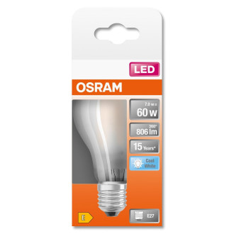 LED žiarovka E27 A60 7W  60W 806lm 4000K Neutrálne 300° vlákno OSRAM STAR