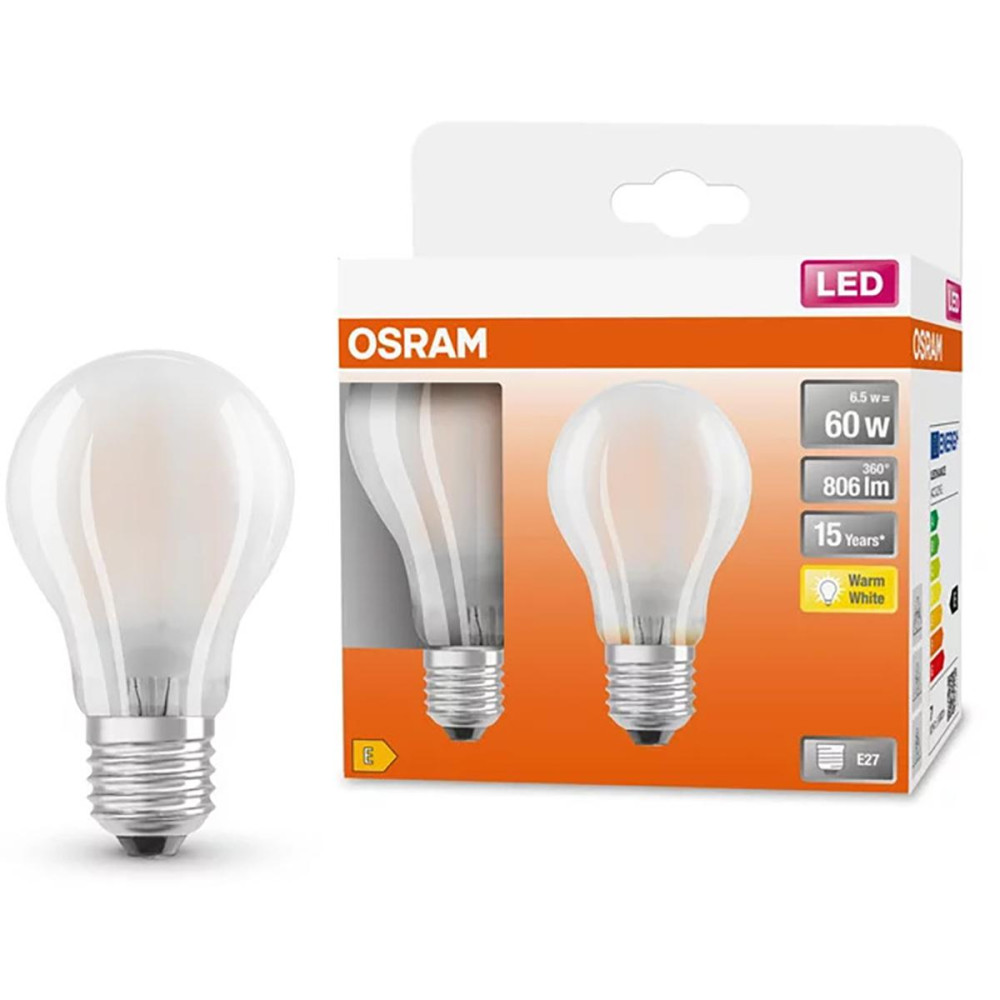 2PAK LED žiarovka E27 A60 7W  60W 806lm 2700K Warm 300° Filament OSRAM STAR