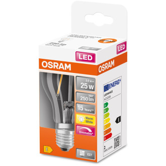 LED žiarovka E27 A60 2W  25W 250lm 2700K Warm 320° Stmievateľné vlákno OSRAM SUPERSTAR