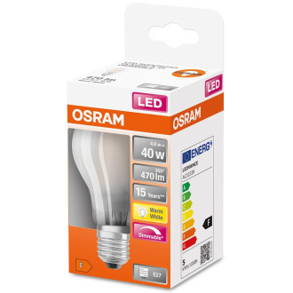 LED žiarovka E27 A60 4,8W  40W 470lm 2700K Teplé 320° vlákno Stmievateľné OSRAM SUPER STAR