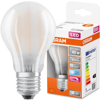 LED žiarovka E27 A60 4,8W  40W 470lm 4000K Neutrálne 320° Stmievateľné vlákno OSRAM SUPER STAR