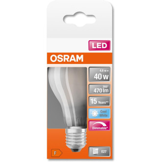 LED žiarovka E27 A60 4,8W  40W 470lm 4000K Neutrálne 320° Stmievateľné vlákno OSRAM SUPER STAR