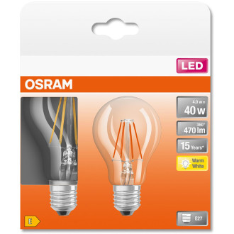 2Pak LED žiarovka E27 A60 4W  40W 470lm 2700K 300° vlákno OSRAM STAR