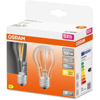 2Pak LED žiarovka E27 A60 11W  100W 1521lm 2700K Warm 300° Filament OSRAM STAR