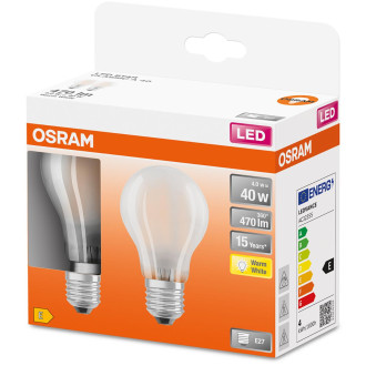 2x LED žiarovka E27 A60 4W  40W 470lm 2700K Warm 300° Filament OSRAM STAR