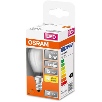 LED žiarovka E14 P45 1,5W  15W 136lm 2700K Warm 300° Filament OSRAM STAR