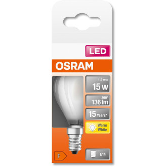 LED žiarovka E14 P45 1,5W  15W 136lm 2700K Warm 300° Filament OSRAM STAR