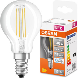 LED žiarovka E14 P45 CL 4W  40W 470lm 6500K Cold 300° Filament OSRAM STAR