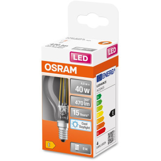 LED žiarovka E14 P45 CL 4W  40W 470lm 6500K Cold 300° Filament OSRAM STAR