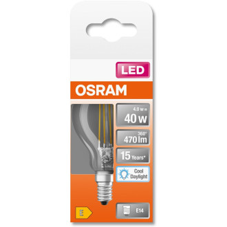 LED žiarovka E14 P45 CL 4W  40W 470lm 6500K Cold 300° Filament OSRAM STAR