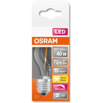 LED žiarovka E27 P45 CL 4,8W  40W 470lm 2700K Teplé 320° vlákno Stmievateľné OSRAM SUPER STAR