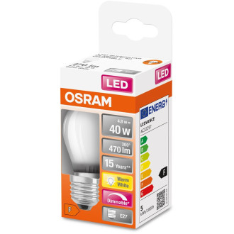 LED žiarovka E27 P45 4,8W  40W 470lm 2700K Teplé 320° vlákno Stmievateľné OSRAM SUPER STAR