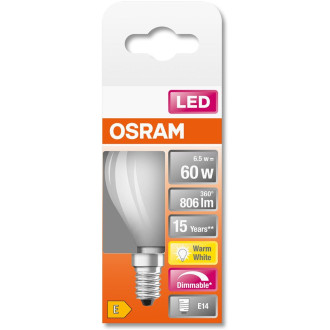 LED žiarovka E14 P45 6,5W  60W 806lm 2700K Teplé 320° vlákno Stmievateľné OSRAM SUPER STAR