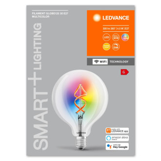 LED žiarovka E27 G125 4,5W  30W 2700K Warm RGB 300lm 300° Filament LEDVANCE SMART+ WIFI Dimmable