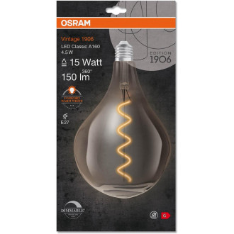 Dekoratívna LED žiarovka E27 ET165 4,5W  15W 150lm 1700K Warm 320° Filament Dimmable OSRAM Vintage 1906