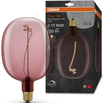 Dekoratívna LED žiarovka E27 BALLON 4,5W  15W 220lm 1600K Warm 320° Filament Dimmable OSRAM Vintage 1906