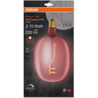 Dekoratívna LED žiarovka E27 BALLON 4,5W  15W 220lm 1600K Warm 320° Filament Dimmable OSRAM Vintage 1906