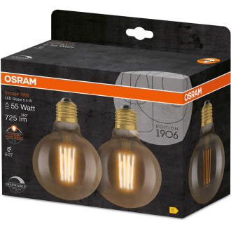 2PAK LED dekoratívna žiarovka E27 G95 6,5W  55W 725lm 2700K Warm 300° Filament Dimmable OSRAM Vintage 1906