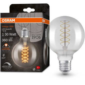 Dekoratívna LED žiarovka E27 G95 7,8W  30W 360lm 1800K Teplé 320° vlákno Stmievateľné OSRAM Vintage 1906