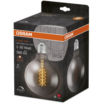 Dekoratívna LED žiarovka E27 G125 7,8W  30W 360lm 1800K Teplé 320° vlákno Stmievateľné OSRAM Vintage 1906