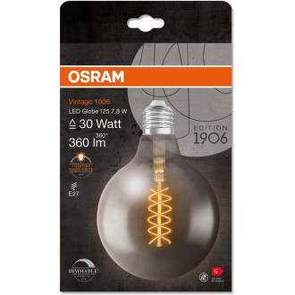 Dekoratívna LED žiarovka E27 G125 7,8W  30W 360lm 1800K Teplé 320° vlákno Stmievateľné OSRAM Vintage 1906