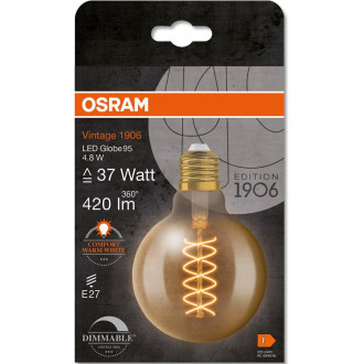 Dekoratívna LED žiarovka E27 G95 4,8W  37W 420lm 2200K Teplé 320° vlákno Stmievateľné OSRAM Vintage 1906