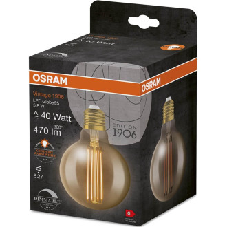 Dekoratívna LED žiarovka E27 G95 8,8W  60W 806lm 2200K Warm 320° Filament Dimmable OSRAM Vintage 1906