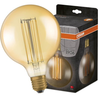 Dekoratívna LED žiarovka E27 G125 5,8W  40W 470lm 2200K Warm 320° Filament Dimmable OSRAM Vintage 1906