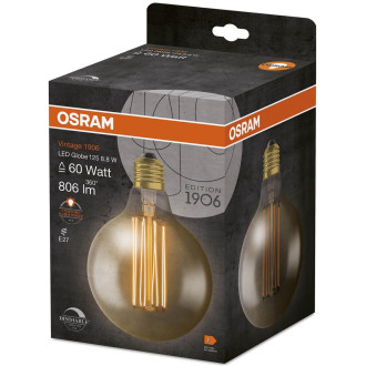 Dekoratívna LED žiarovka E27 G125 8,8W  60W 806lm 2200K Warm 320° Filament Dimmable OSRAM Vintage 1906