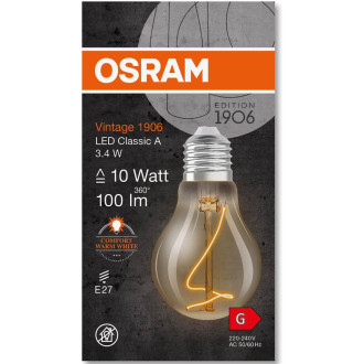 Dekoratívna LED žiarovka E27 A60 3,4W  10W 100lm 1800K Teplé 320° vlákno Stmievateľné OSRAM Vintage 1906