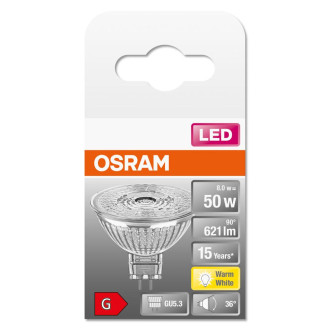 LED žiarovka GU5.3 MR16 8W  50W 621lm 2700K Warm 36° 12V OSRAM STAR