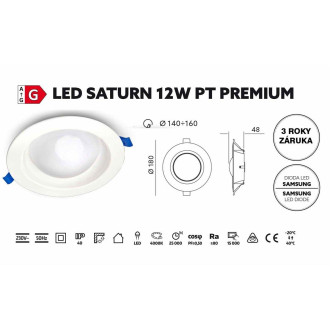 Svietidlo LED SATURN 12W 4000K PREMIUM