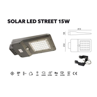 Solárny LED reflektor STREET 15W 4000K