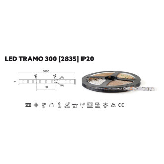 LED pás 300x2835LED, červený, IP20, TRAMO 24W/5m