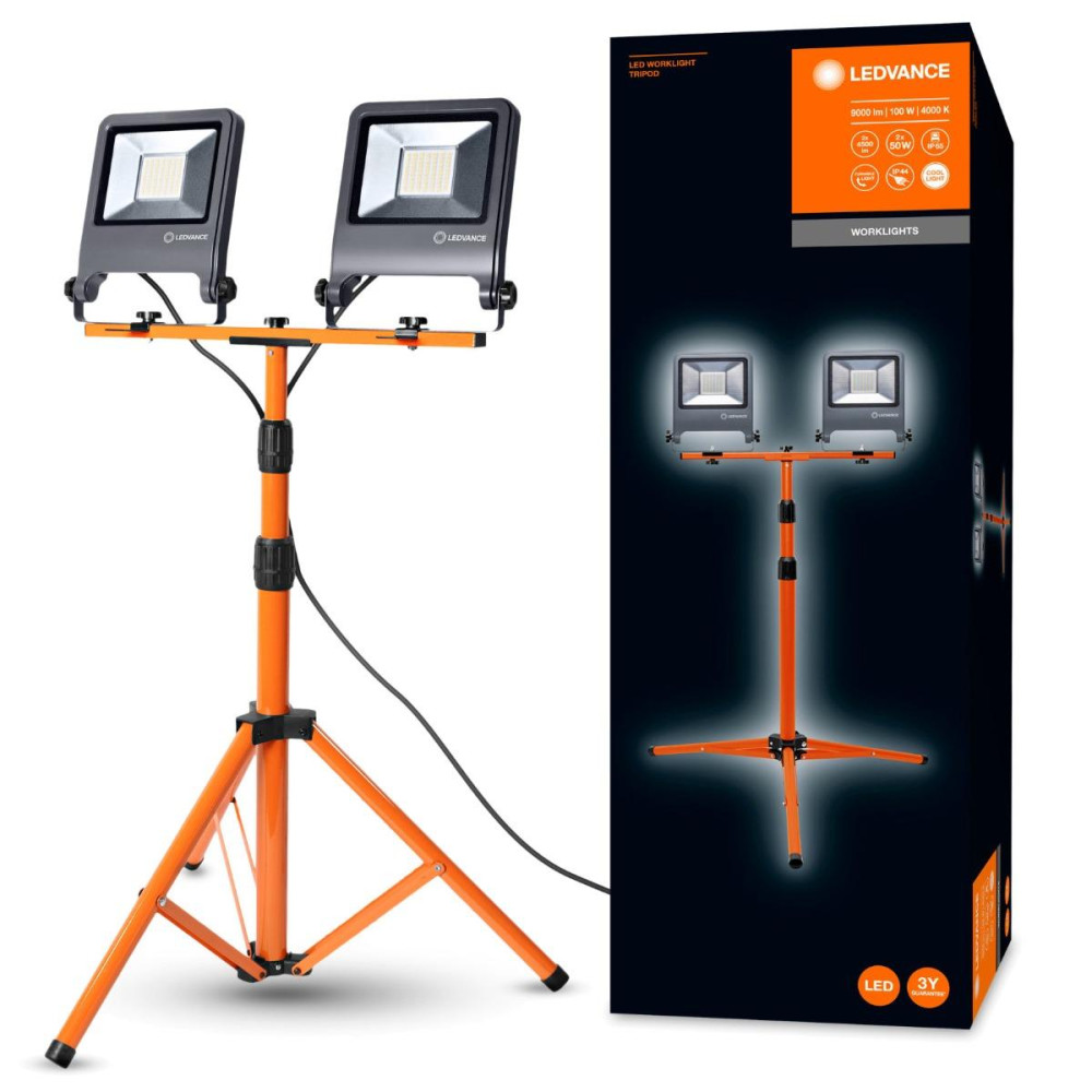 LED reflektor 2x50W 4500lm 4000K IP65 Na stojane LEDVANCE WORKLIGHT TRIPOD Prenosný pracovný reflektor