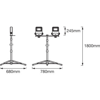 LED reflektor 2x50W 4500lm 4000K IP65 Na stojane LEDVANCE WORKLIGHT TRIPOD Prenosný pracovný reflektor