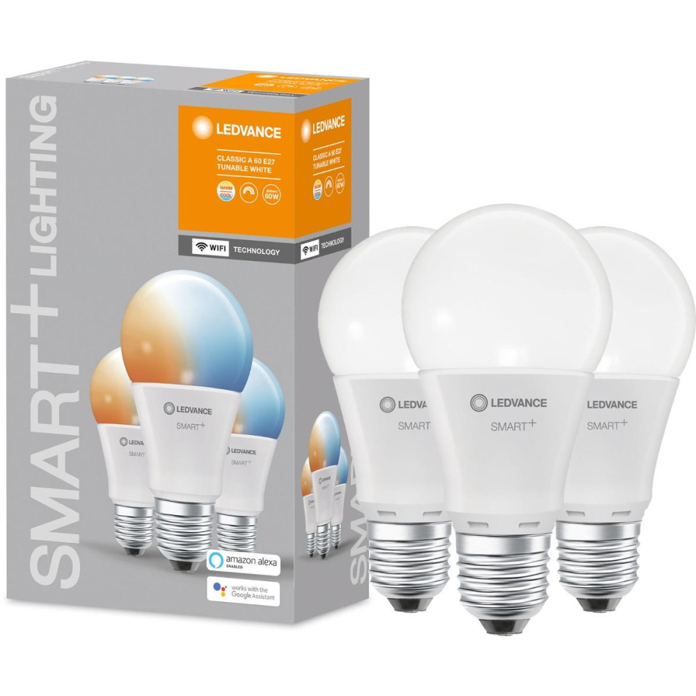 3PAK LED žiarovka E27 A60 9W 806lm CCT LEDVANCE SMART+ WiFi stmievateľná