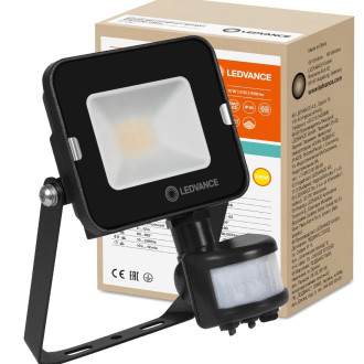 LED reflektor 10W 900lm 3000K IP65 čierny so senzorom pohybu a súmraku LEDVANCE COMPACT V