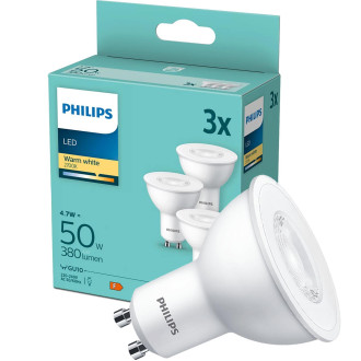 3PAK LED žiarovka GU10 4,7W  50W 380lm 2700K Warm 36° PHILIPS