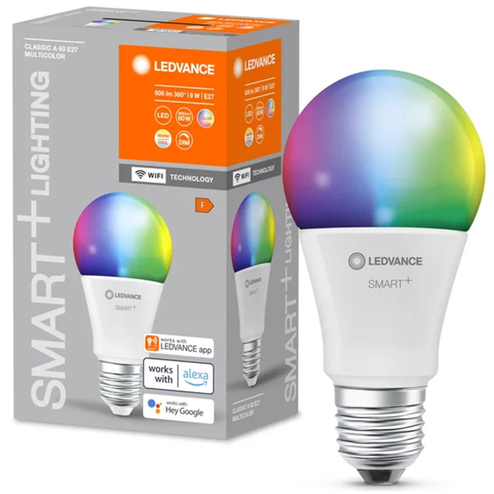 LED žiarovka E27 A60 9W 806lm CCT RGBW LEDVANCE SMART+ WiFi Stmievateľná