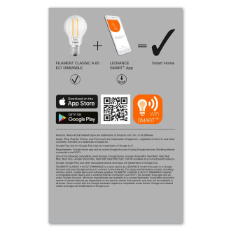 LED žiarovka E27 A60 6W 806lm 2700K Warm SMART+ WiFi Filament Dimmable Classic LEDVANCE