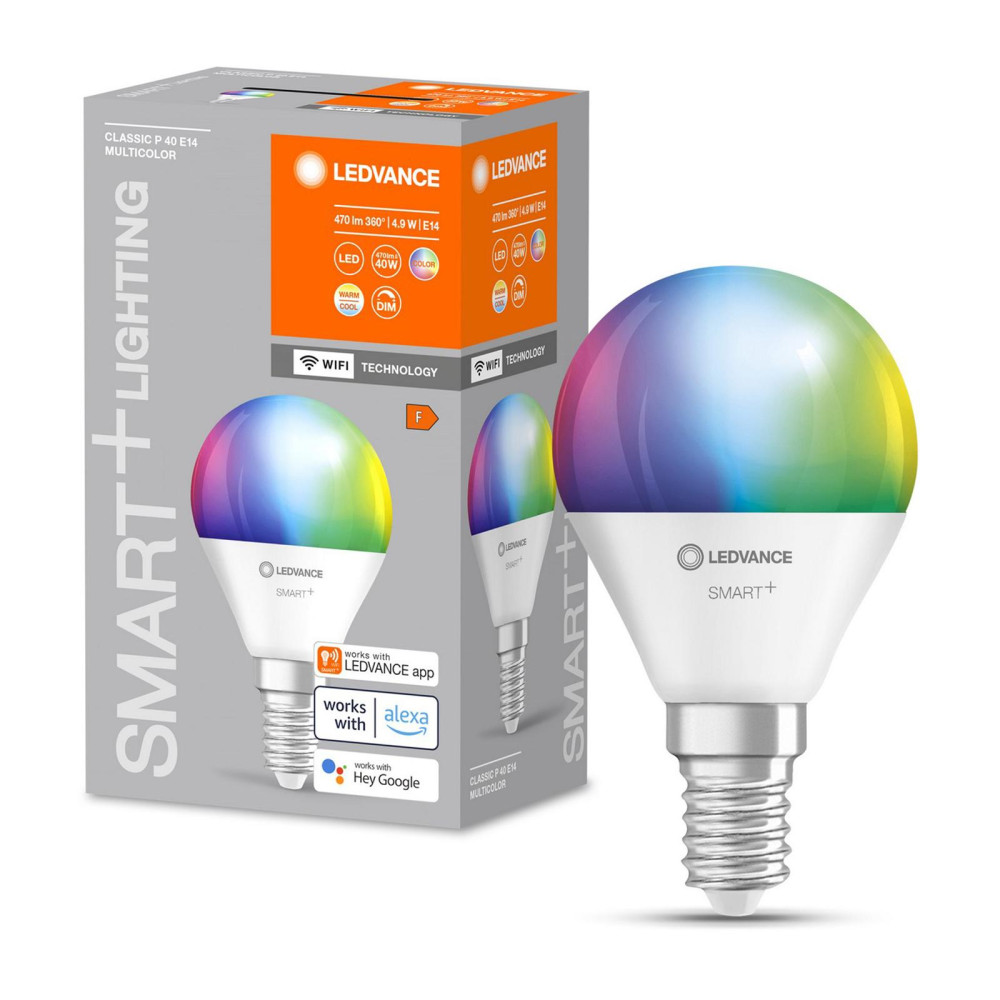 LED E14 P40 4,9W 470lm RGBW SMART+ WiFi Stmievateľná mini žiarovka LEDVANCE